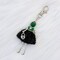 Wrapables Hanging Fashionista Doll Keychain, Crystal Rhinestone Keyring Bag Charm, Festive Green